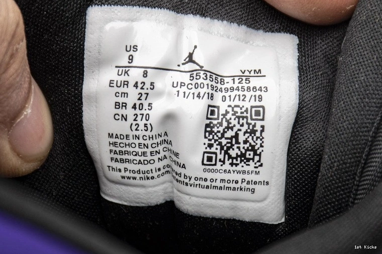 Low Jordan  1 553558-125 Purple  Court 1130